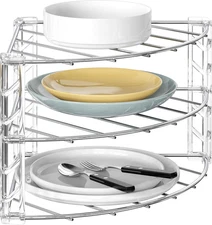 3-Tier Counter and Cabinet Corner Shelf Organizer, Chrome