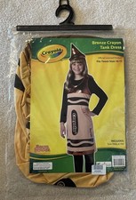 Crayola Bronze Crayon Tank Dress Girls Costume Size 10-12 Bronze/Black Hat