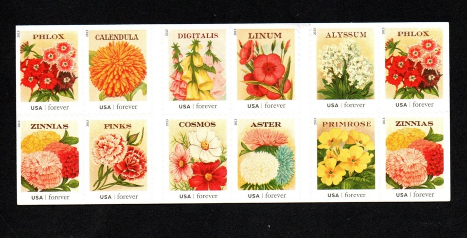 #4754-4763 MNH, VINTAGE SEED PACKET-COMPLETE BOOKLET, 78 Cent, FV $15.60 (2013) - Image 3 of 3