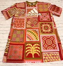 Adidas x Farm Rio Solar Kaleidoscope T-Shirt Dress Size L Patchwork Mini Cotton