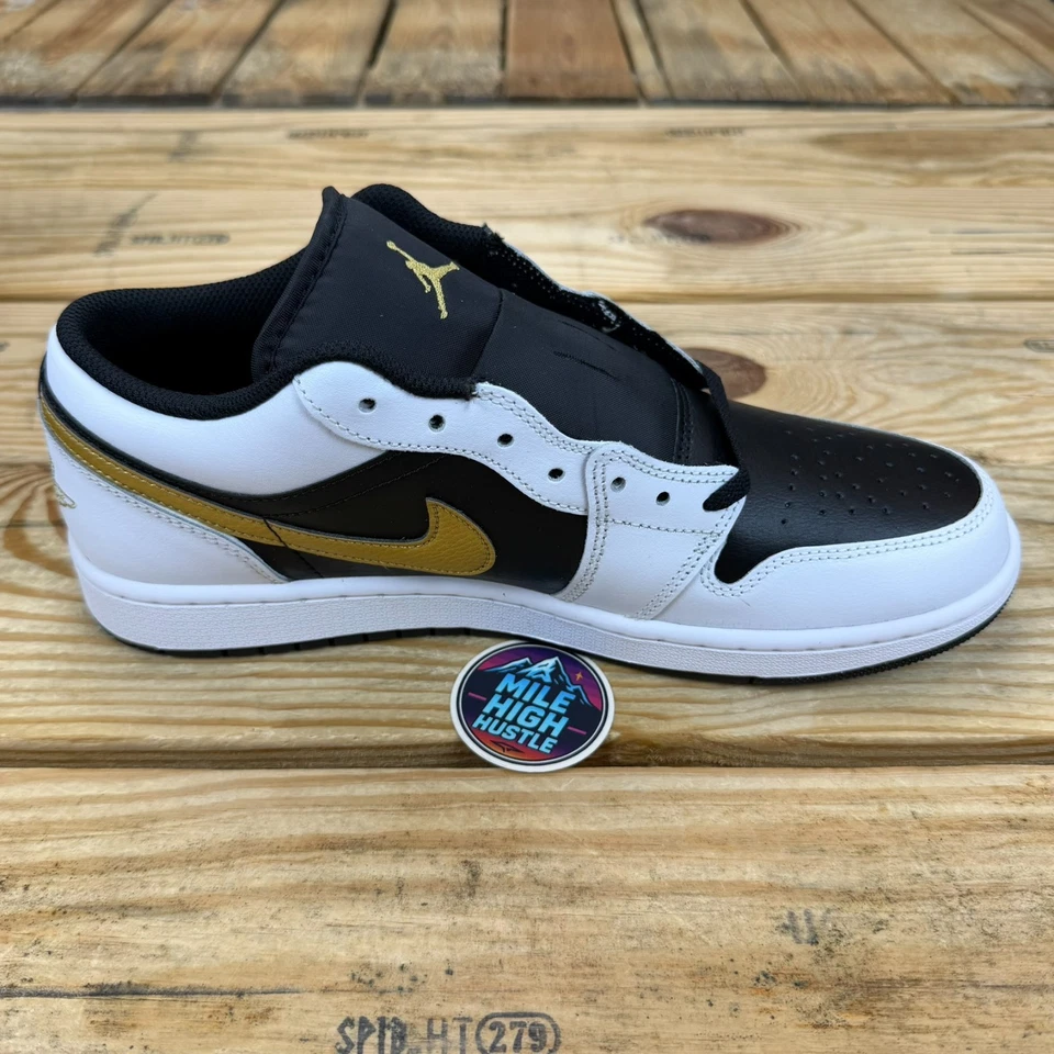 Air Jordan 1 низкий металлик золото Swoosh мужчин 11 новый в коробке 553558-172 - Изображение 4 из 4