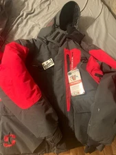 Striker Ice Predator Ice Fishing Flotation Jacket Gray Red Mens Size Large