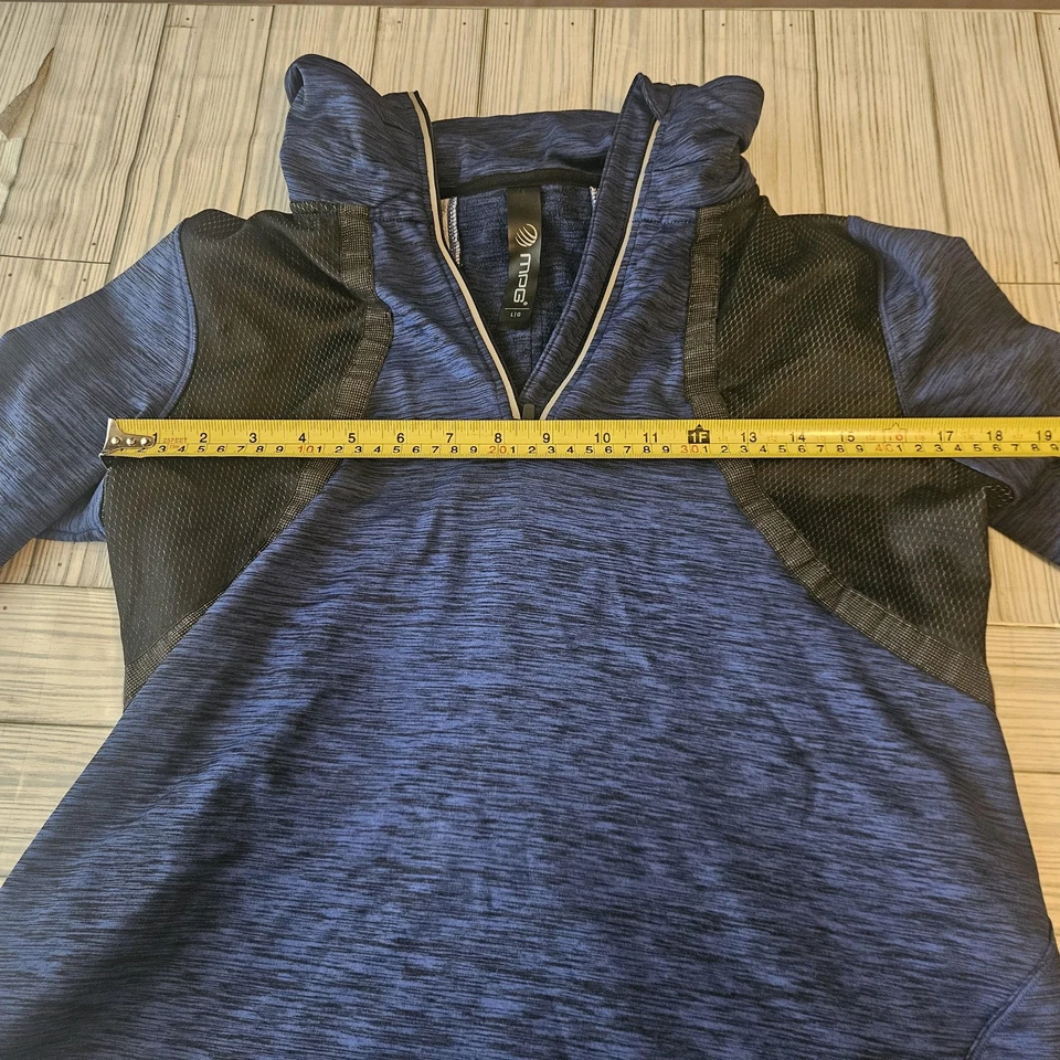 MPG Pullover Mujer Grande Azul Negro Cuarto Cremallera Ropa Activa Malla Paneles Chaqueta Foto 3 de 4