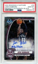 JOSH HUBBARD RC 2024 BOWMAN U CHROME SAPPHIRE BLACK ROOKIE AUTO SP 9/10 PSA 10