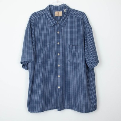 Back Packer Mens Plaid Button Down Shirt Short Sleeve Blue Casual Size XXL