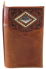 Ariat Mens Diamond Concho Embossed Leather Rodeo Checkbook Wallet