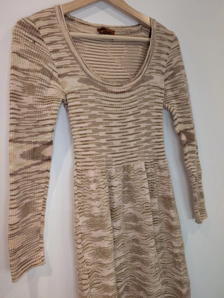 Missoni Wool Knit Dress 42 IT AU/UK 10 Zig Zag Long Sleeve Rare Stunning 2000s