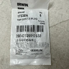 M8 X 1.0 Plug Hand Tap Metric Irwin 1733 ZR 8MM Carbon Steel Plug , Lot of FIVE