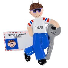 New License Boy Brown Personalized Christmas Tree Ornament