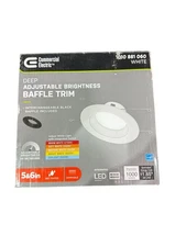 Commercial Electric 5&6in Deep Adjustable Brightness LED Baffle Light Trim White