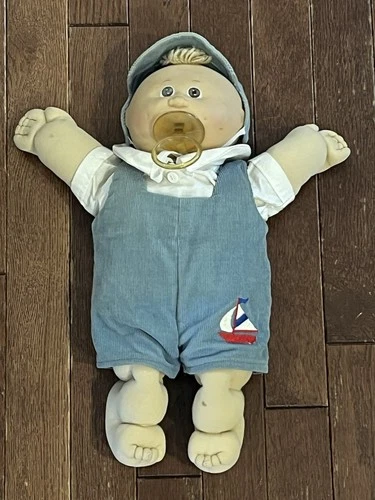 VINTAGE Cabbage Patch Kids Doll Coleco 1984 Preemie Boy Outfit Blonde Brown Eyes