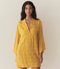 Doen Leona V Neck Tunic Long Sleeve Mini Dress Gilded Marguerite Jolie XS. NWT