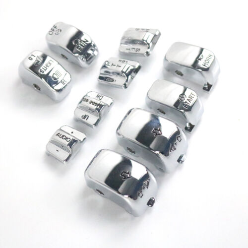 10Pcs Hand Control Switch Housing Button Cover Cap Kit for Harley 96-13 Chrome A - Picture 1 of 9
