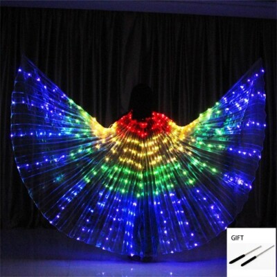 Rainbow Color LED Wings Belly Dance Costume Circus Led Light Isis Wings Luminous