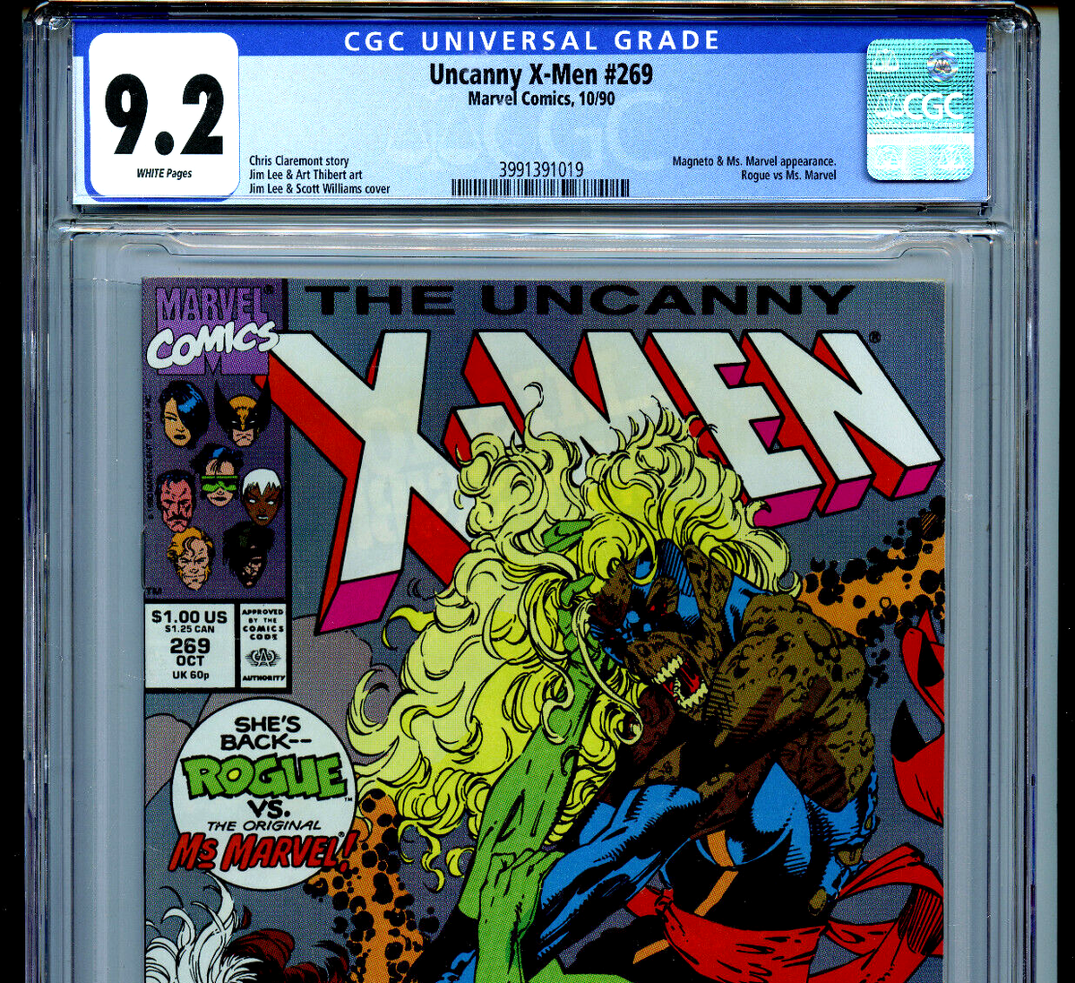 Uncanny X-Men # 269 CGC 9.2 1990 Marvel Rogue VS Ms Marvel