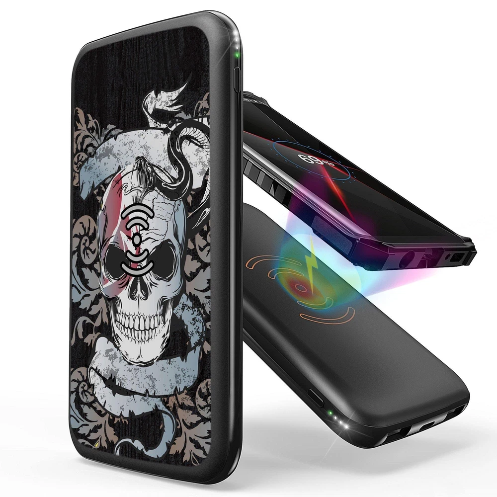 10000mAh Power Bank with QI Wireless Charging in Black