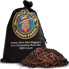 Uncle Jim's Worm Farm 2000 Count Red Wiggler Worms for Compost Bin Worm Factory