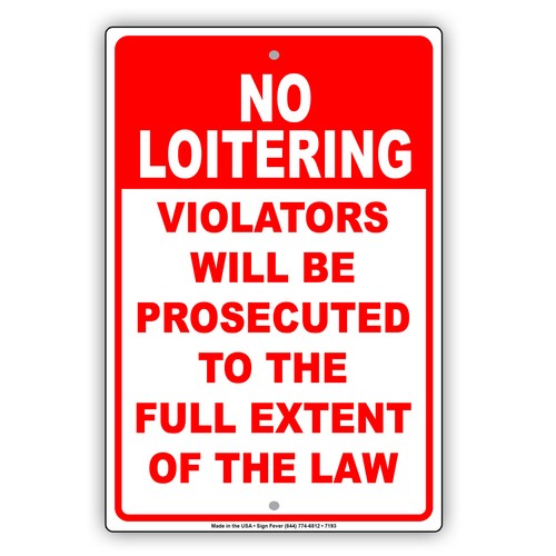 SmartSign "No Loitering" Metal Sign - 14x10 Inches, Rustproof Aluminum, Red & White, For Business & Property Safety