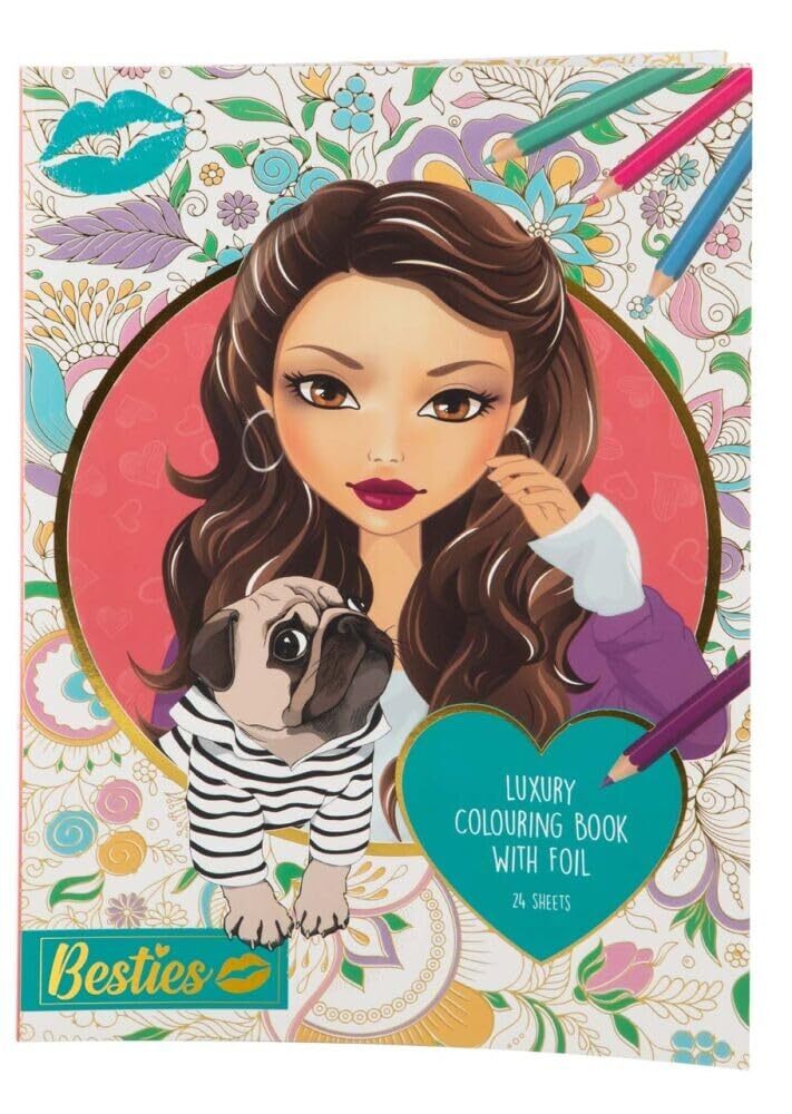 Besties Luxury Colouring Book with Foil A4