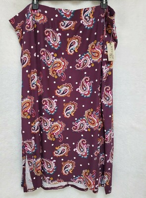 Terra & Sky Womens Skirt Size 4X 28W/30W Multicolor Paisley Polka Dot NEW