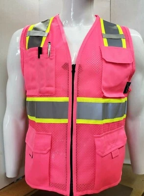 TUFF GARD Two Tone High Visibility Pink Safety Vest Size Small - 5XL