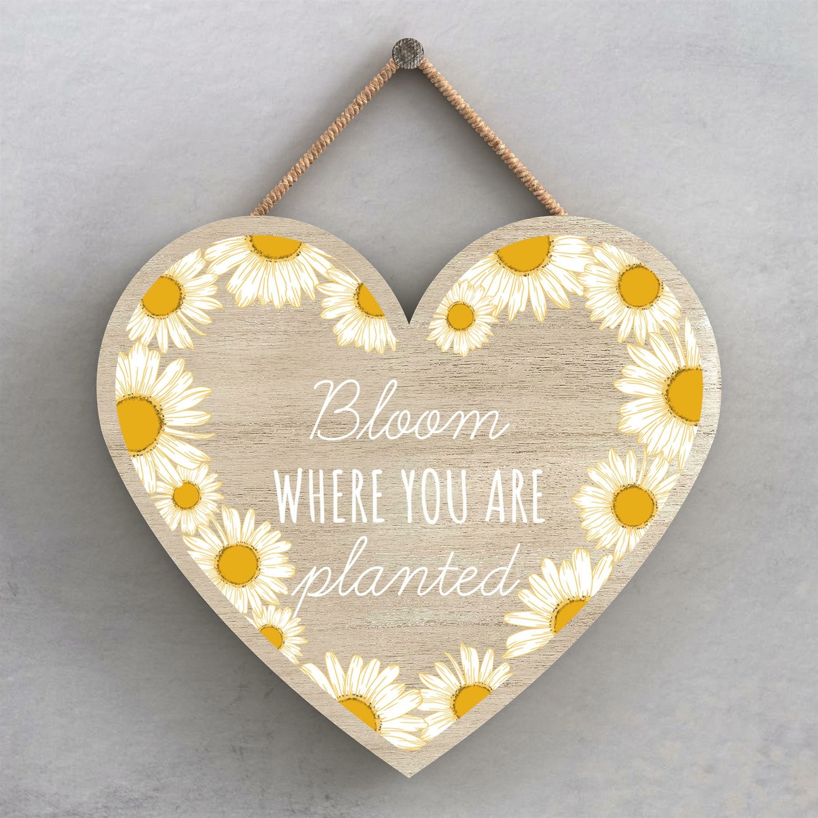 BLOOM WHERE YOU ARE BEE THEMED DECORATIVE WOODEN HEART SHAPED HANGING PLAQUE