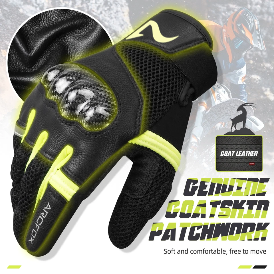 ARCFOX Full Finger Handschuhe Leder Touchscreen Motorrad Dirt Bike Roller - Bild 4 von 4