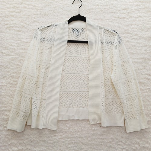 Cardigan Size XL White Lace Cropped Romantic Coquette Resort Whimsycore Fairy - Picture 10 of 13