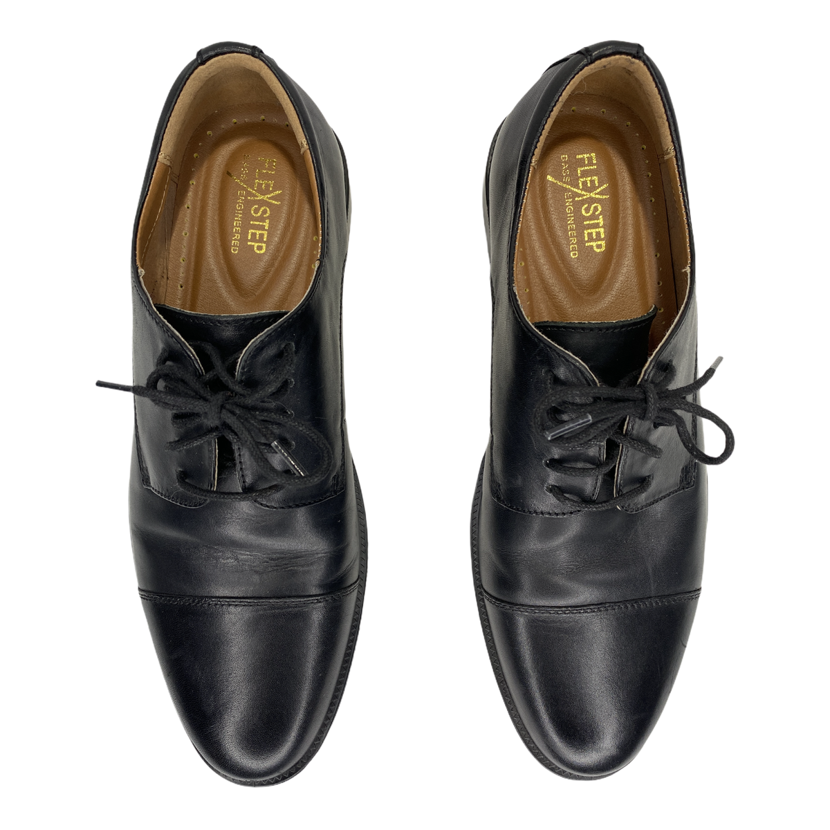 Men Size M Black Dress Shoes With Flexstep and Captoe by Bass