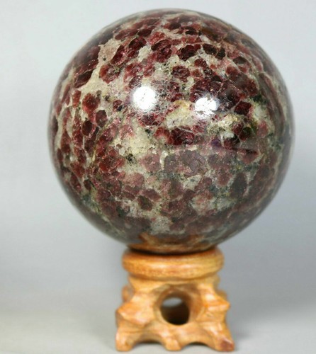 1.12lb Natural Almandine Wine Red Garnet Crystal Sphere Ball w/Rosewood Stand - Picture 8 of 11