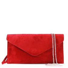 Womens Real Suede Leather Envelope Chain Clutch Ladies Fashion Party Evening Bag