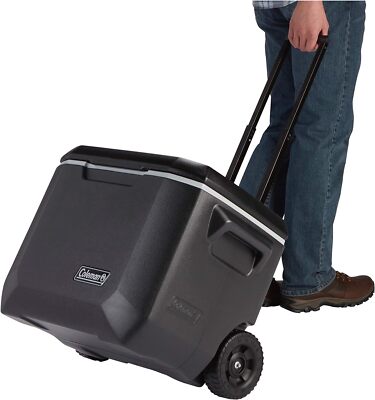 Coleman 50qt Portable Rolling Cooler With Wheels, Insulated Hard Sided Ice Chest