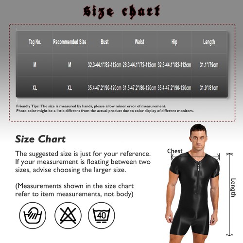 AU Men's Oil Skinny Jumpsuits Glossy Zipper Front One Piece Swimwear Bodysuit - Picture 15 of 44