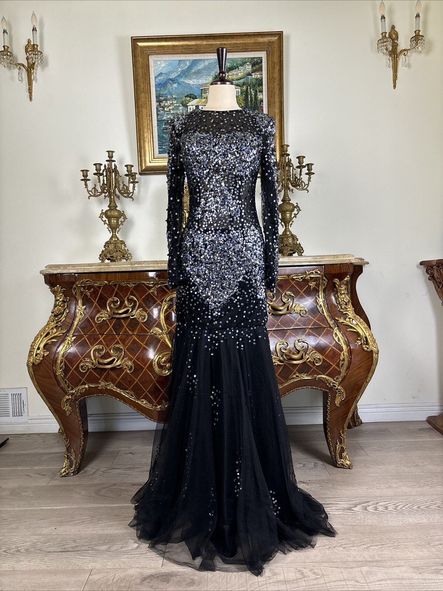 sequin evening dress long sleeve Cinderella Divine SEQUIN OFF SHOULDER LONG SLEEVE GOWN CH135 – LA TOP DIVAS