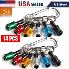 14Pcs 1/4" Hex Shank Quick Release Keychain Screwdriver Drill Bits Holder Set