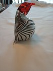 802 - Art Glass Bird Figurine Black/White/Red 5" tall — photo 7