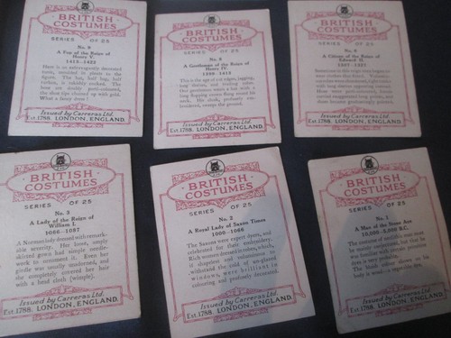 VERY RARE PART SET (20 of 25) CARRERAS CIG CARDS BRITISH COSTUMES 1927 EX COND - Picture 12 of 12