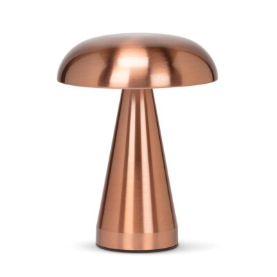 Metallic Mushroom Table Lamp LED Brushed Rose Gold Metal USB