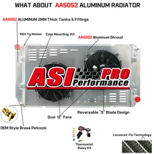 4 Rows Radiator+Shroud Fan Kit Fits 1994-2000 Chevrolet C1500 C2500 C3500 6.5 V8