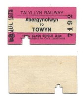 1973 Talyllyn Railway Collectable Single 3rd Railway Ticket Abergynolwyn - Towyn