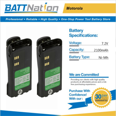 2x 7.2V 2100mAh NiMh Battery for Motorola NTN9858, XTS1500, NTN9815, XTS2500