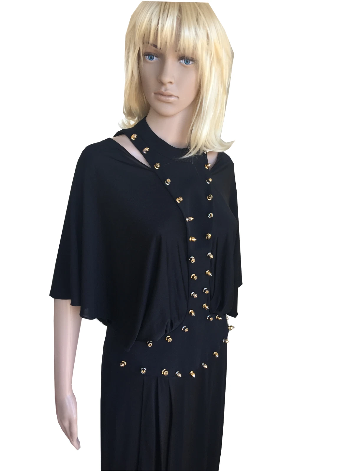 Abito impreziosito con borchie in metallo nuovo con etichette Versace Collection 6 Stati Uniti 42IT nero prezzo al dettaglio al dettaglio: $1295