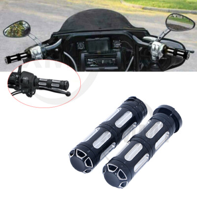CNC Billet Aluminum Black 1'' Handlebar Grips Fit For Harley Electra Street Glide