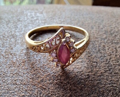 14K Yellow Gold Red Stone Clyde Duneier Ring Size 7 Marked CID14KP