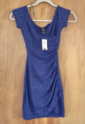 Windsor Radiant Glitter Off The Shoulder Slim Dress Royal Blue Size XS NWT  | eBay