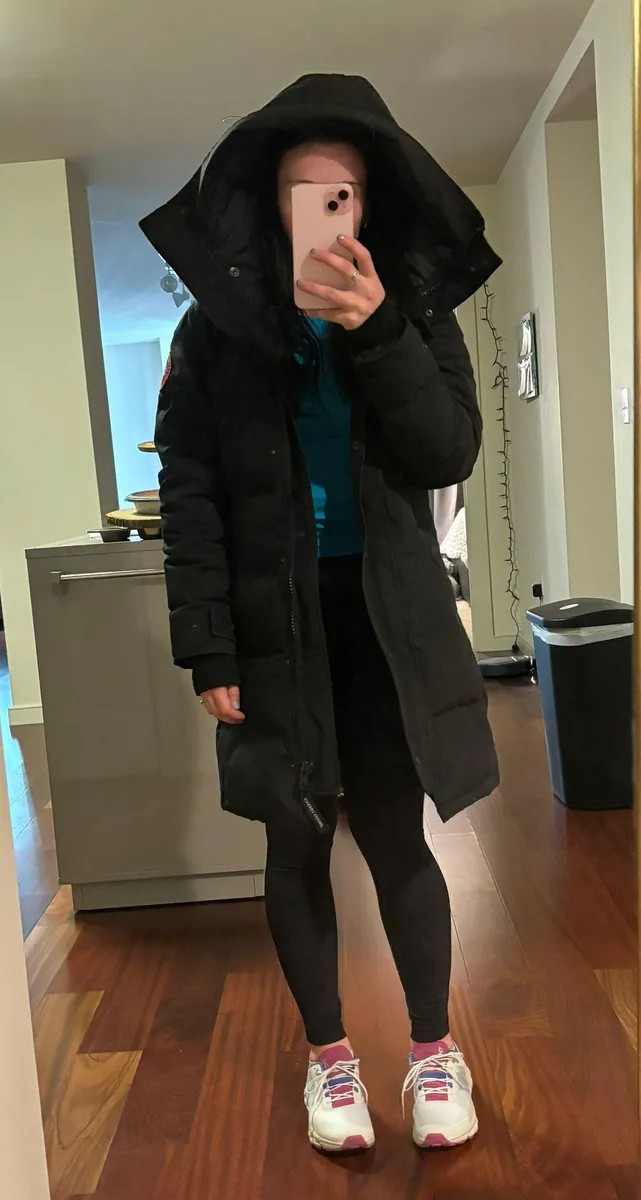 Canada Goose Shelburne Black Jacket Knee-Length with Hood