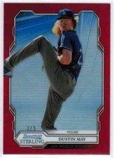 2019 BOWMAN STERLING DUSTIN MAY BPR-44 BASE PROSPECTS RED PARALLEL /5 LA DODGERS