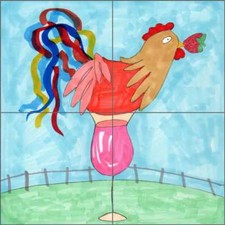 Rooster Tile Backsplash Jan Strawberry Fruit Kitchen Ceramic Mural POV-RJA001