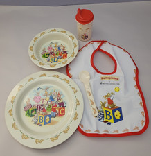 Royal Doulton Bunnykins ABC  s 5 Pc Dinner Set Plate Bowl Spoon Bib Melamine