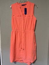 Women's Apt. 9® Sleeveless Knee Length Shirtdress Size M Mango Color